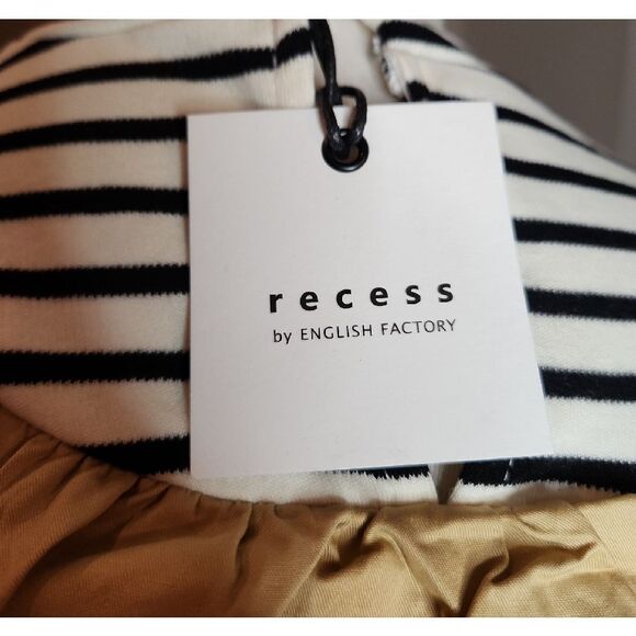 English Factory Black and White Striped Blouse with Gold Ruffle SIZE M NWT - Picture 4 of 5